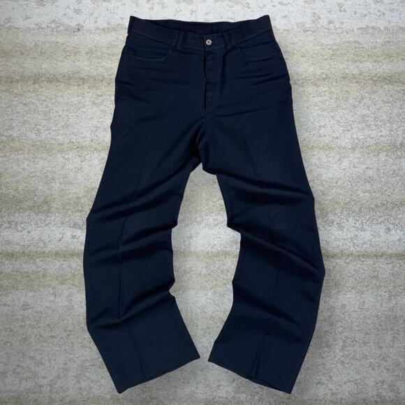 Vintage 90s Levis Dress Pants 30x32 Bootcut Flared Fit Navy Blue Flat Front - Picture 2 of 4